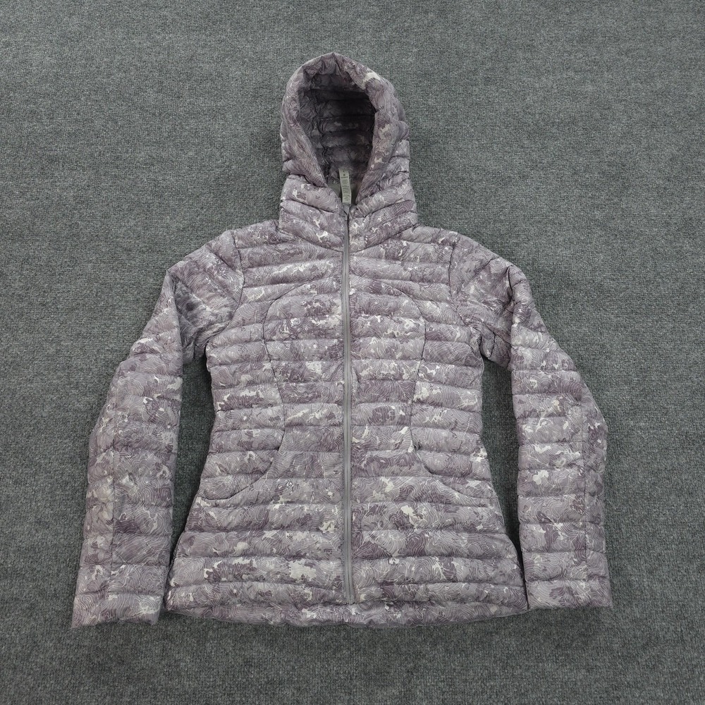 Lululemon Jacket Womens 6 Purple Camo Pack It‎ Down 700 Hooded Packable Outdoors
